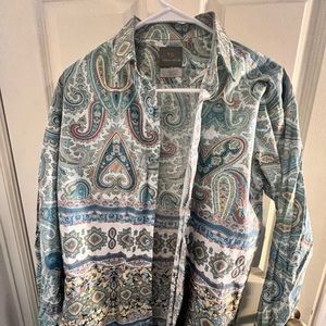 Thomas Dean Men's Long Sleeve Paisley Dress Shirt L Excellent Condition